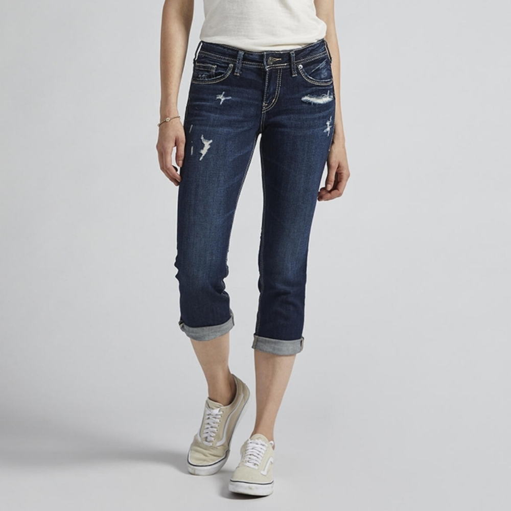 Silver Jeans Co. Suki Capri Mid-Rise Denim Jeans